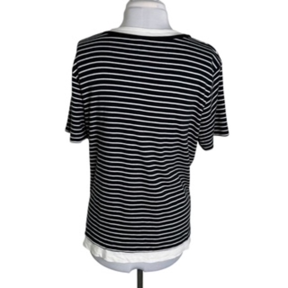 White Stag Horizontal Stripe Faux Undershirt Short Sleeve Tee Size XL (16-18) - Picture 5 of 7